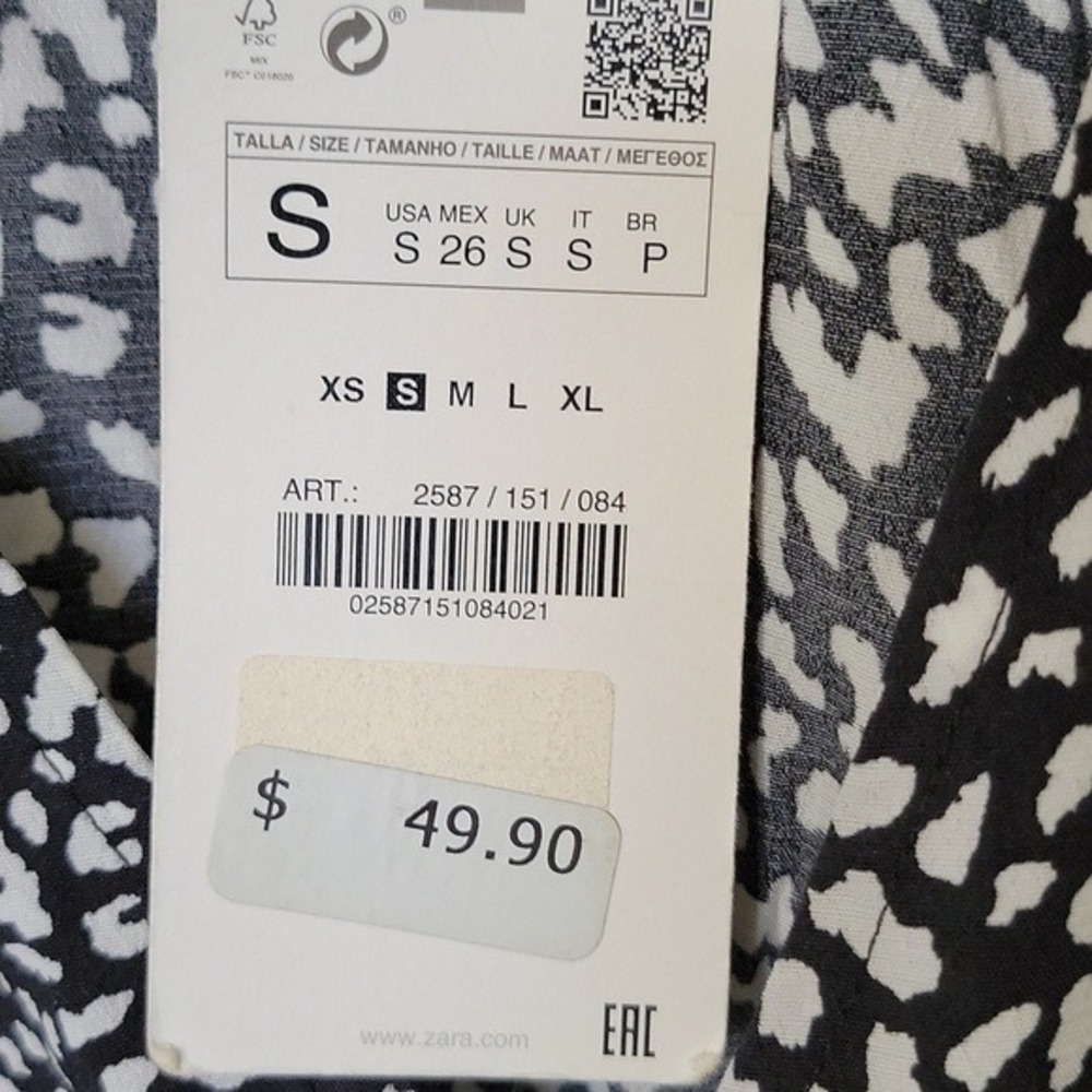 ZARA NWT Romantic Feminine Small Animal Print Long Sleeve Button Down Mini Dress - Picture 8 of 12